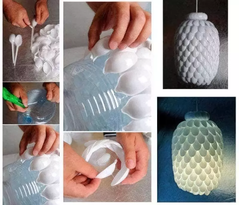 Світильники і лампи з пластикових і скляних пляшок своїми руками 12