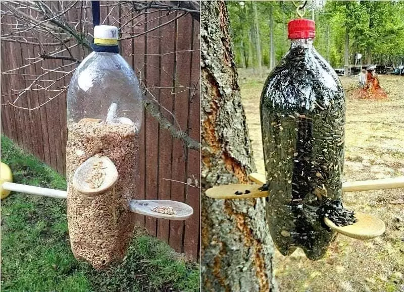Як швидко і просто зробити годівницю для птахів з пластикової пляшки 4