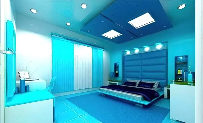 Синій колір в інтер'єрі спальні - відтінки захоплюючі дух 14