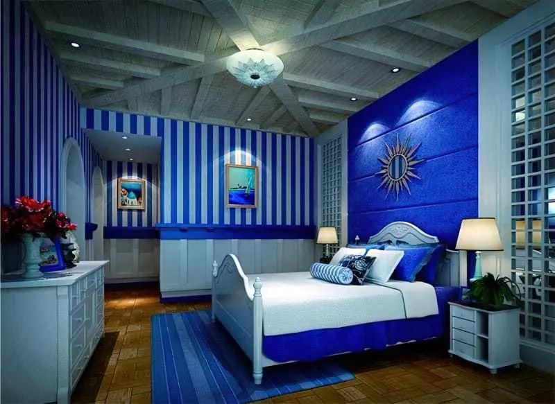 Синій колір в інтер'єрі спальні - відтінки захоплюючі дух 15