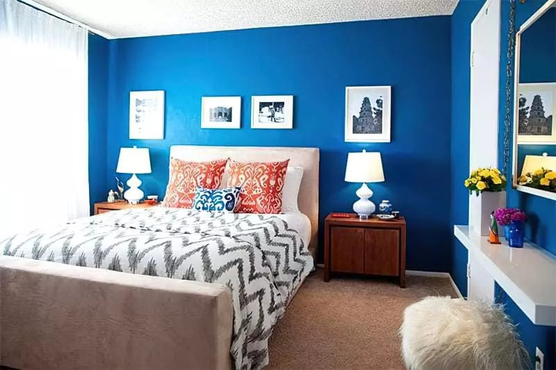 Синій колір в інтер'єрі спальні - відтінки захоплюючі дух 16