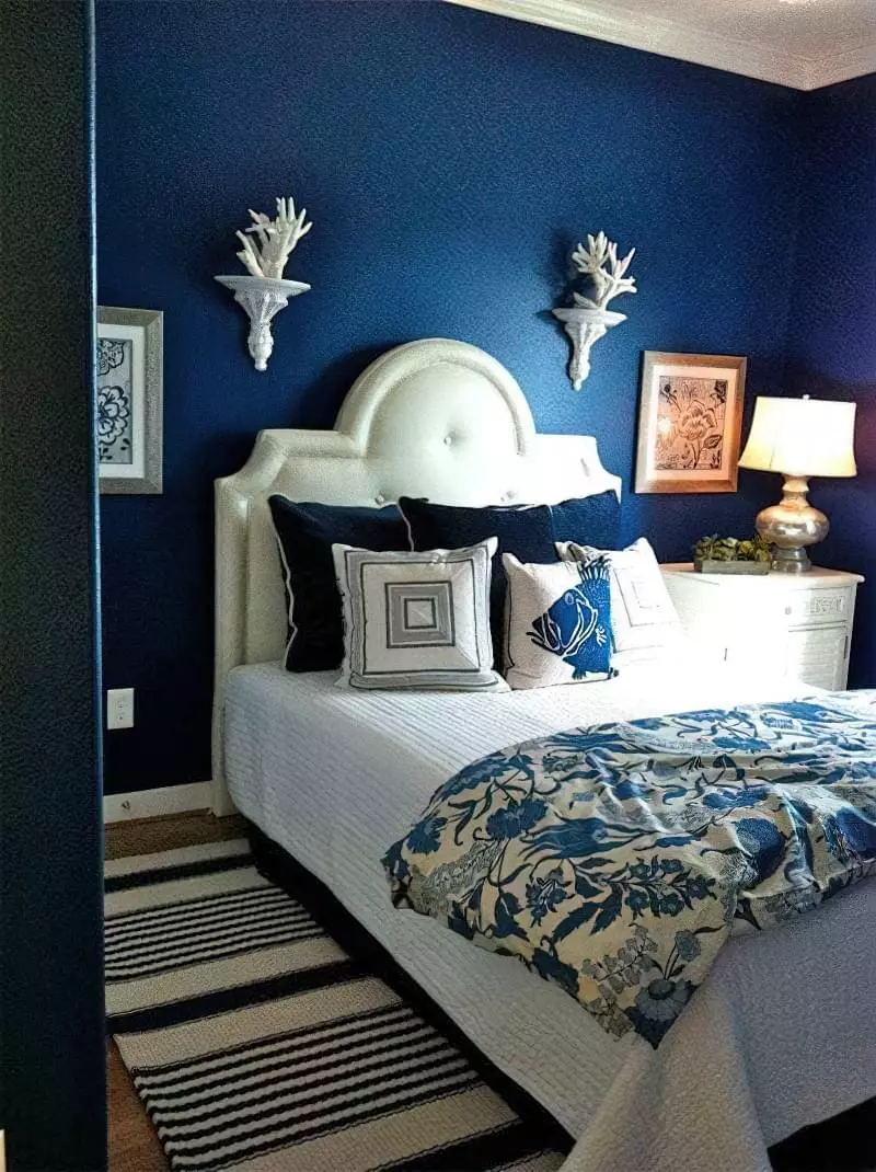Синій колір в інтер'єрі спальні - відтінки захоплюючі дух 18