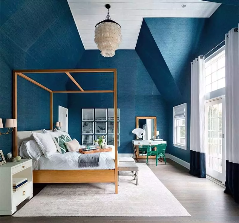 Синій колір в інтер'єрі спальні - відтінки захоплюючі дух 26