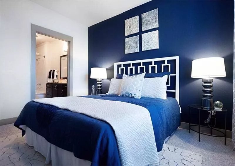 Синій колір в інтер'єрі спальні - відтінки захоплюючі дух 28