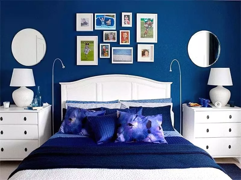 Синій колір в інтер'єрі спальні - відтінки захоплюючі дух 30
